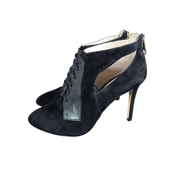 Louise et Cie Shoes Womens Size 8M Suede Leather Cutout Lace Up Heels Booties - Picture 3 of 11